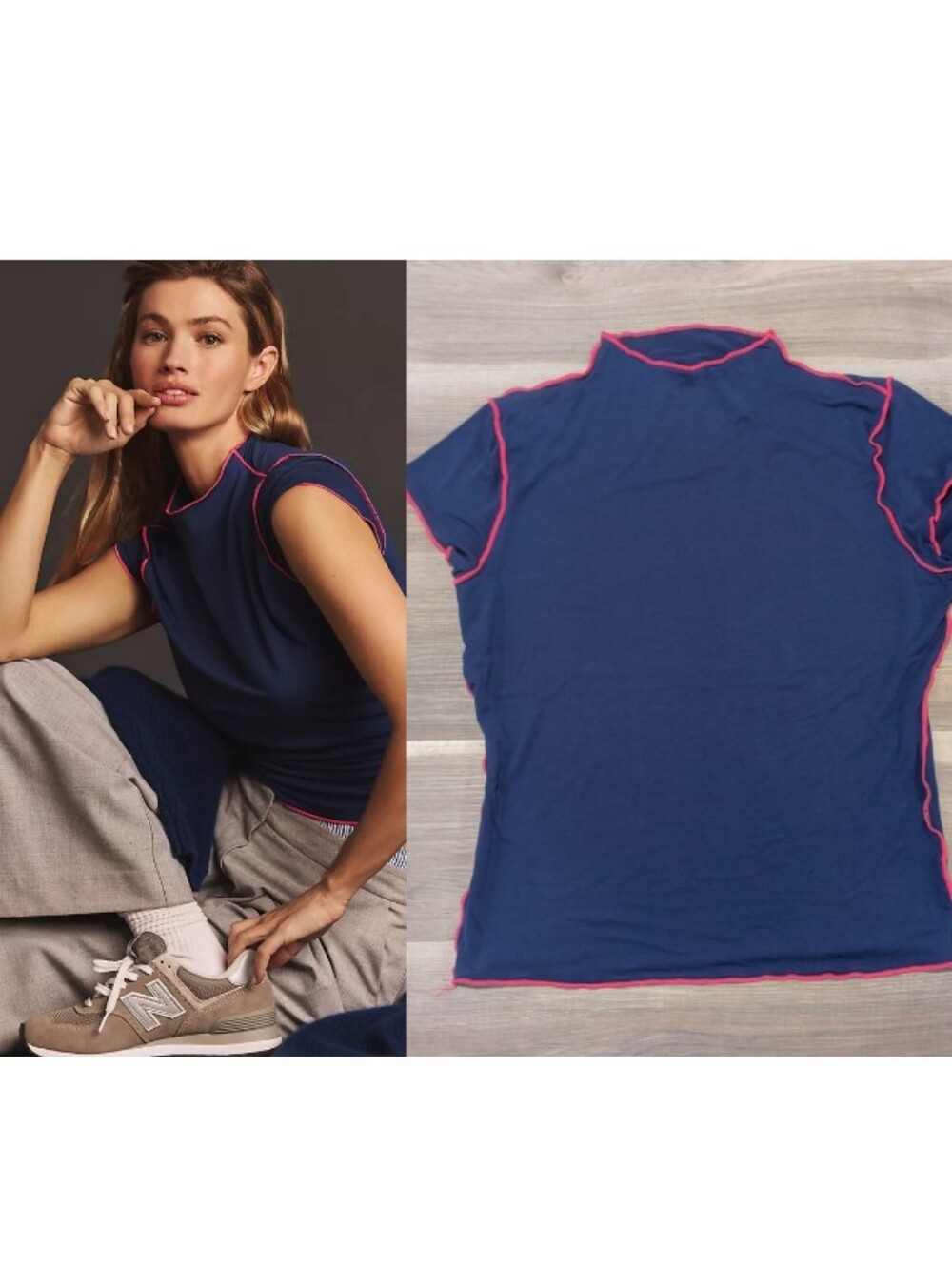Dolan Left Coast Collection | Contrast Stitch Tee In Navy Blue